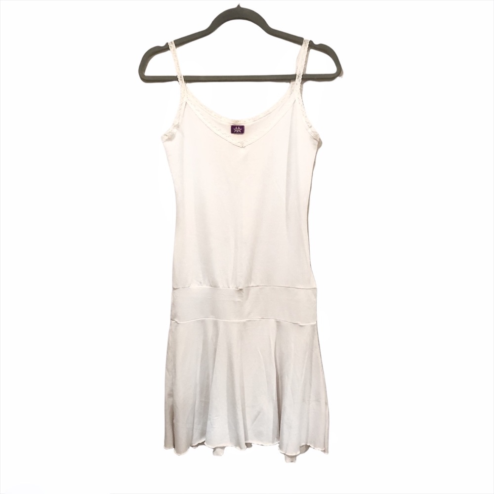 Posh White Slip Mini Dress with Lace Trim